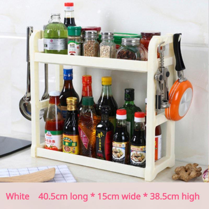 Plastic Double Spice Rack Seasoning Supplies Storage Rack Floor Type Multifunctional Kitchen Utensils Kitchen Shelf