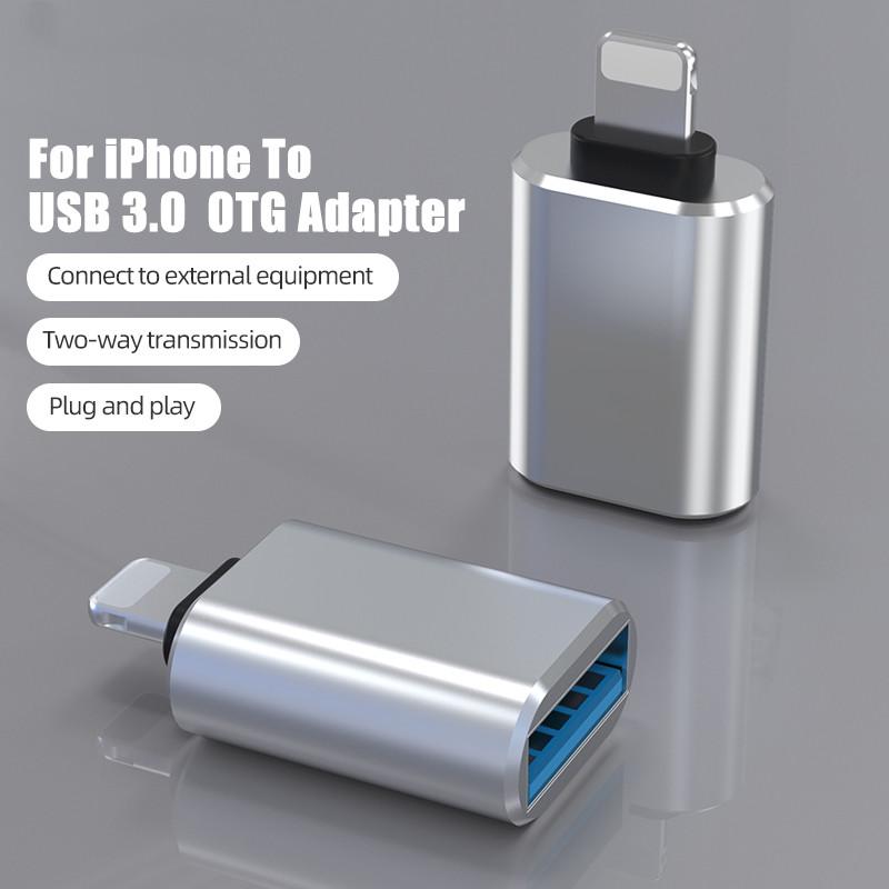 Lighting To USB OTG Adapter For iPhone 14 13 12 11 X Xs Pro Max 7 8 Plus 12 Mini iPad iOS 17 16 15 14 13 Data Converter Camera U Disk Adapter