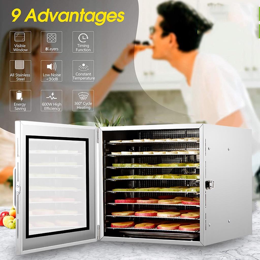 220V 600W 8 Trays Fruit Dryer Dehydrator for Fruit Meat Food Home Appliances Drying Machine Beef Jerky Making Tools