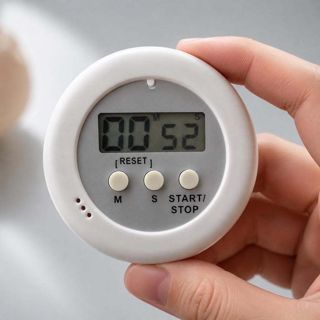 Round Digital Kitchen Timer Easy-to-Read with Buttons Lightweight