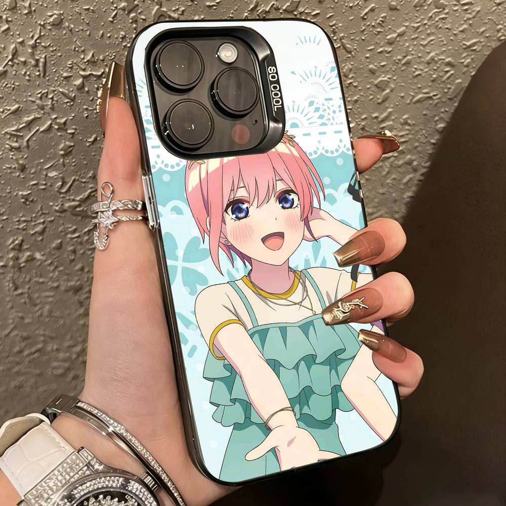 Anime Ichika N-Nakano Handyhülle für iPhone 17,16,15,14,13,12,11 Plus,Pro Max,XS,Farbige Silberbeschichtete Innenabdeckung