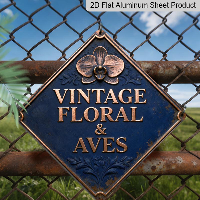 

2D Flat, 1pc Retro Aluminium Decoration, Vintage Botanical Metal Wall Sign - Floral Aluminum Plant Decor Suitable for Living Room, Entryway, Balcony 20*20cm