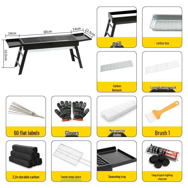 Foldable Charcoal Grill: Medium/Large Portable BBQ Rack for Home & Outdoor Use