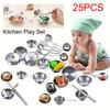 Pretend Cookware Set 25pcs Kids Kitchen Toy Pot Set Mini Stainless Steel Spatula Cookware Set, Chef Pretend Play