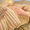 1.2M Bed Winter Plush Four Piece Set Double Sided AB Style Comfortable Keep Warm Quilt Cover Dormitory 3-piece Bed Sheet Set