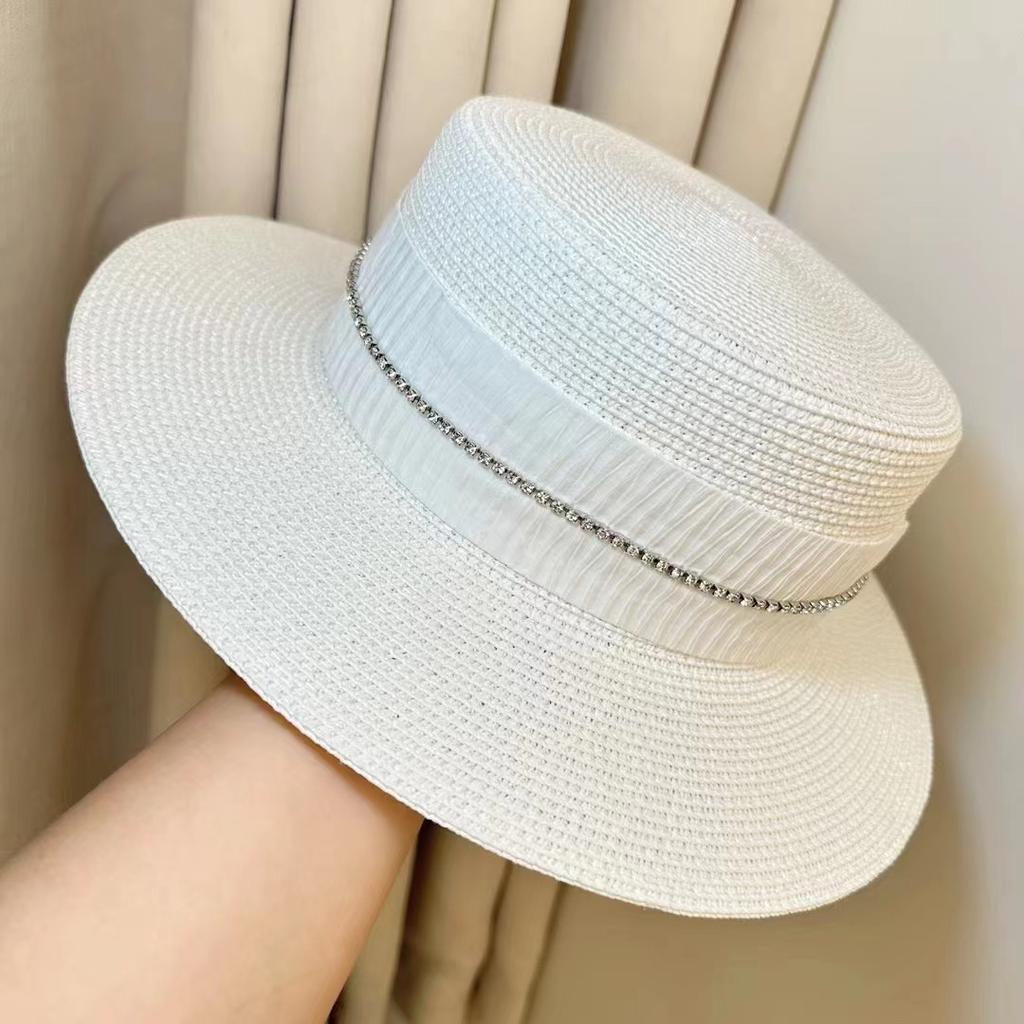 Summer Flat-top Straw Hat Women's Seaside Beach Sunshade Small Versatile Sunscreen Hat