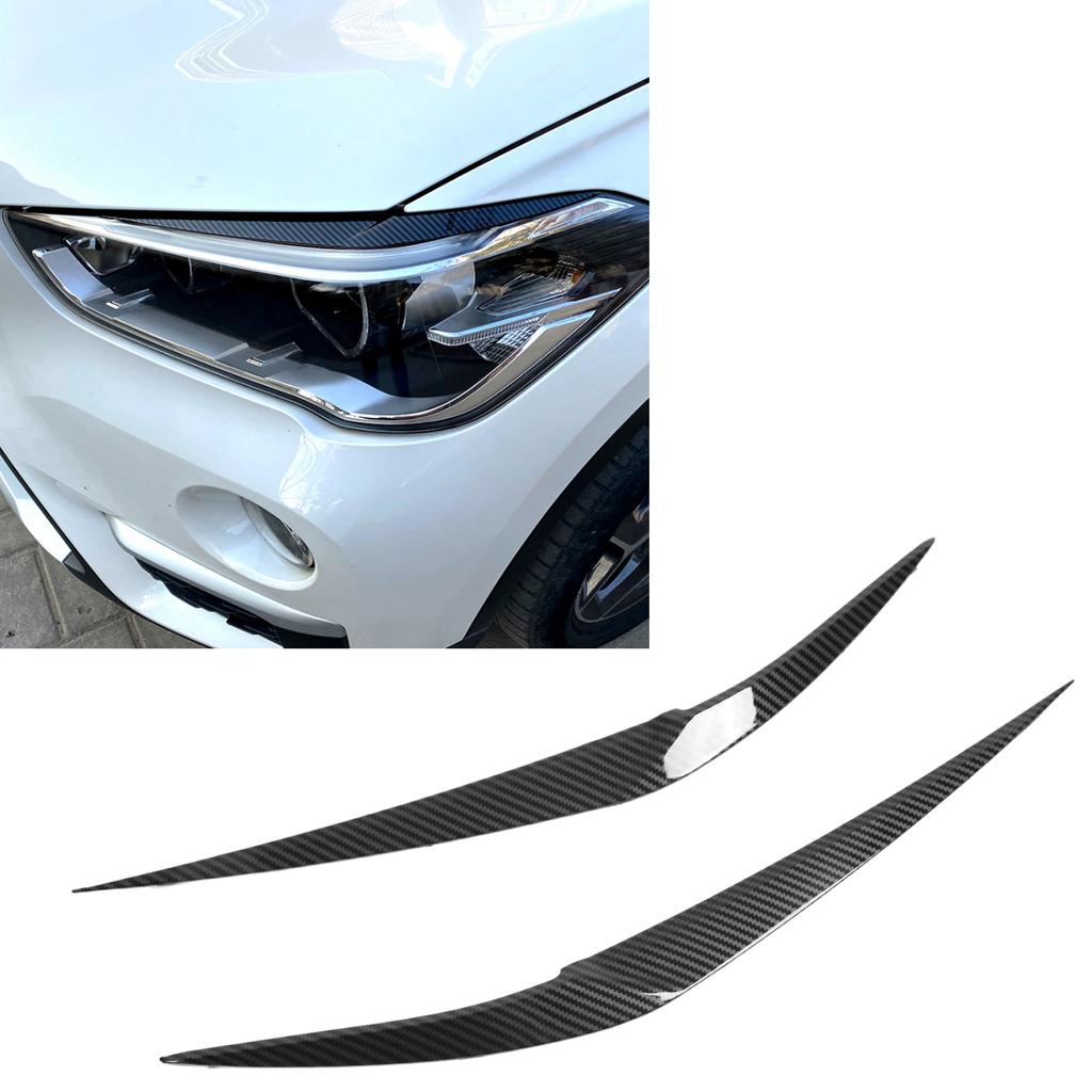 Pair Car Hdlight Eyebrows Front Left Right Trim Exterior Decoration Replacement for X1 F48 2015+(Carbon     )