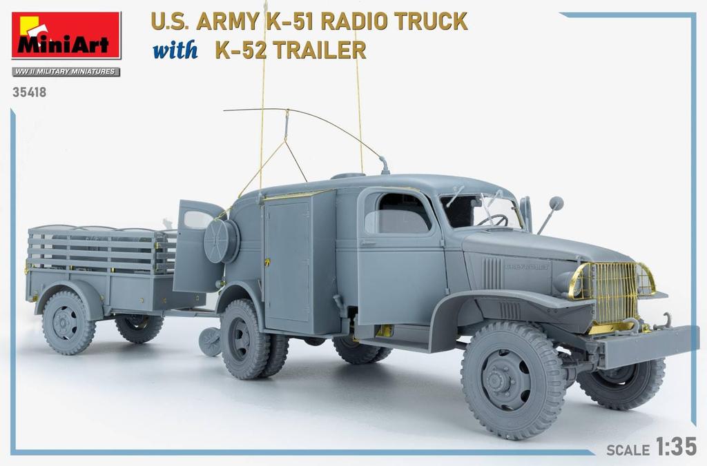 Miniart Scale American Radio Truck and Trailer Interior Kit Plastic Model Kit MA35418 1/35 K-51 K-52