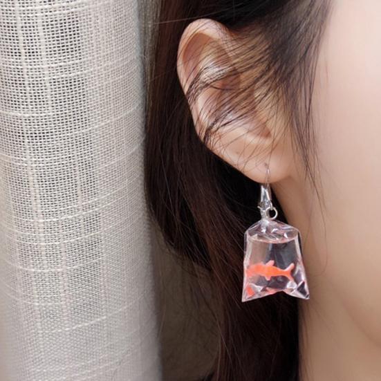 Funny Goldfish Water Bag Shape Dangle Hook Earrings Charm Women Jewelry Gift