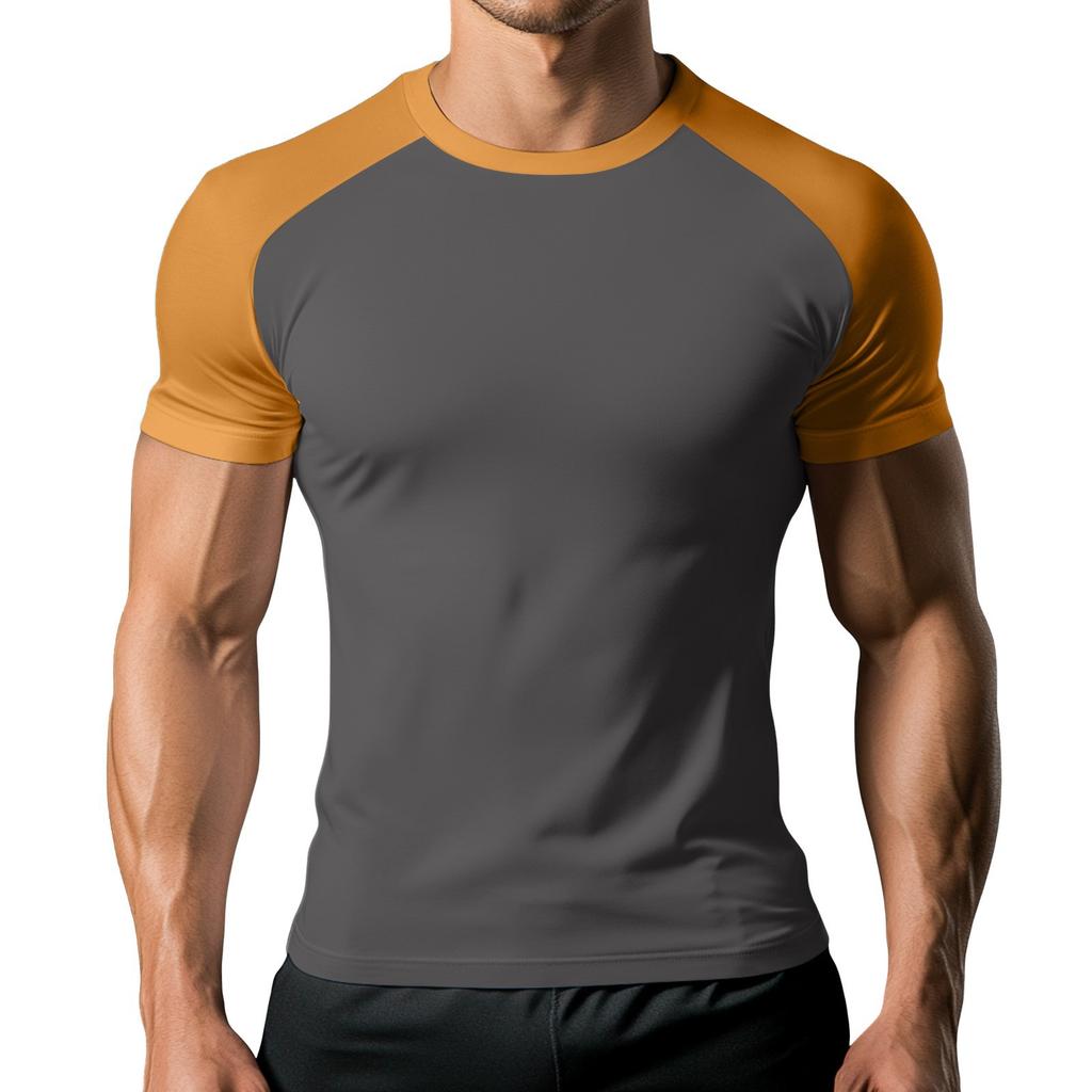 Men's Colorblock Pattern Raglan Short Sleeve Sports T-Shirt