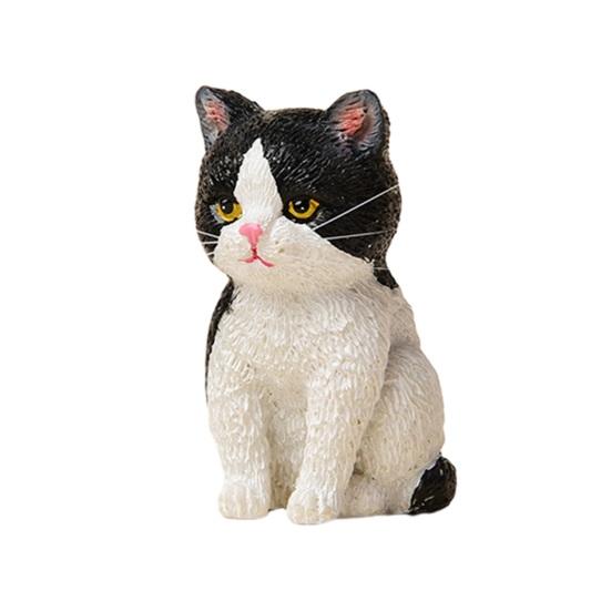 Cat Ornament Resin Statue Handmade Realistic Cat Figurine Home Office Desktop Living Room Decoration