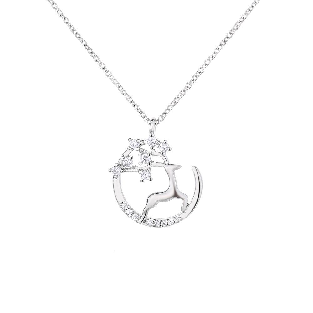 

Exquisite Zircon Sika Deer Pendant Necklace - Perfect Christmas Gift for Girlfriend