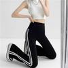 High Waist Flare Yoga Pants with Side Stripe for Women - Plus Size, Autumn/Winter Wear