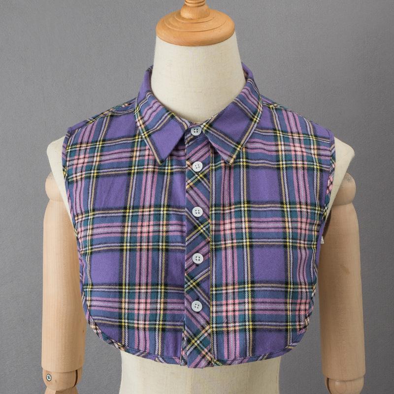 

J Элегантный фиолетовый клетчатый воротник с накладным воротником, декоративный воротник рубашки