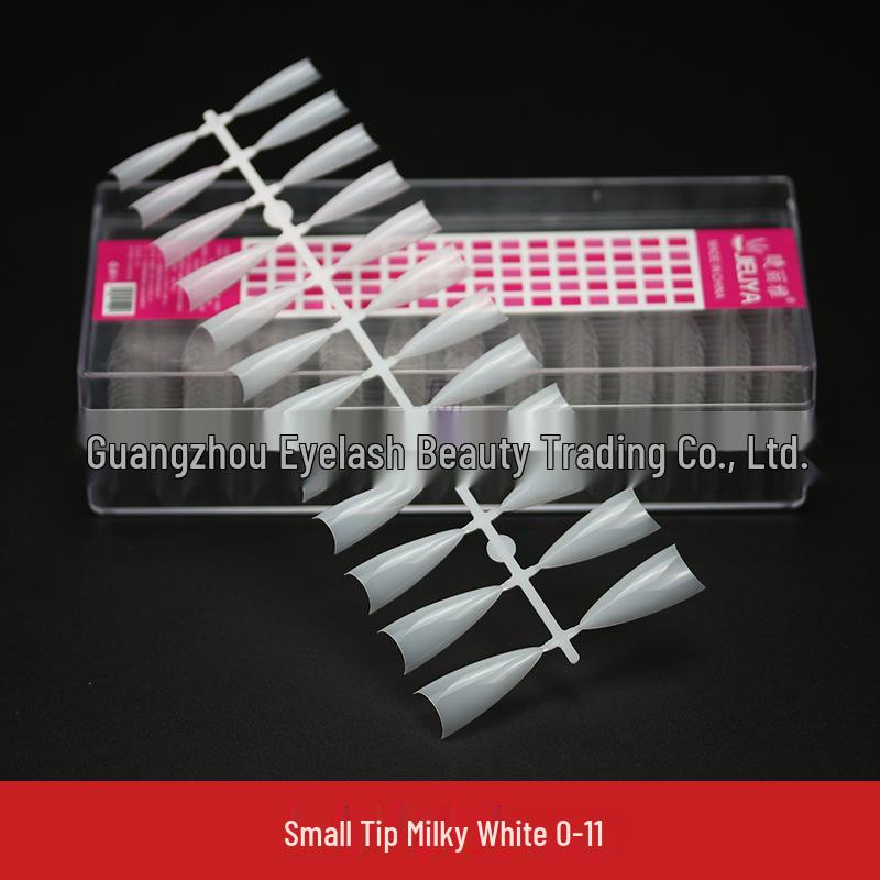 Crescent Curve Ultra Thin Shallow Half Cover Nail Tips - Transparent Frosted Milky White Extension for Salon Nail Art.