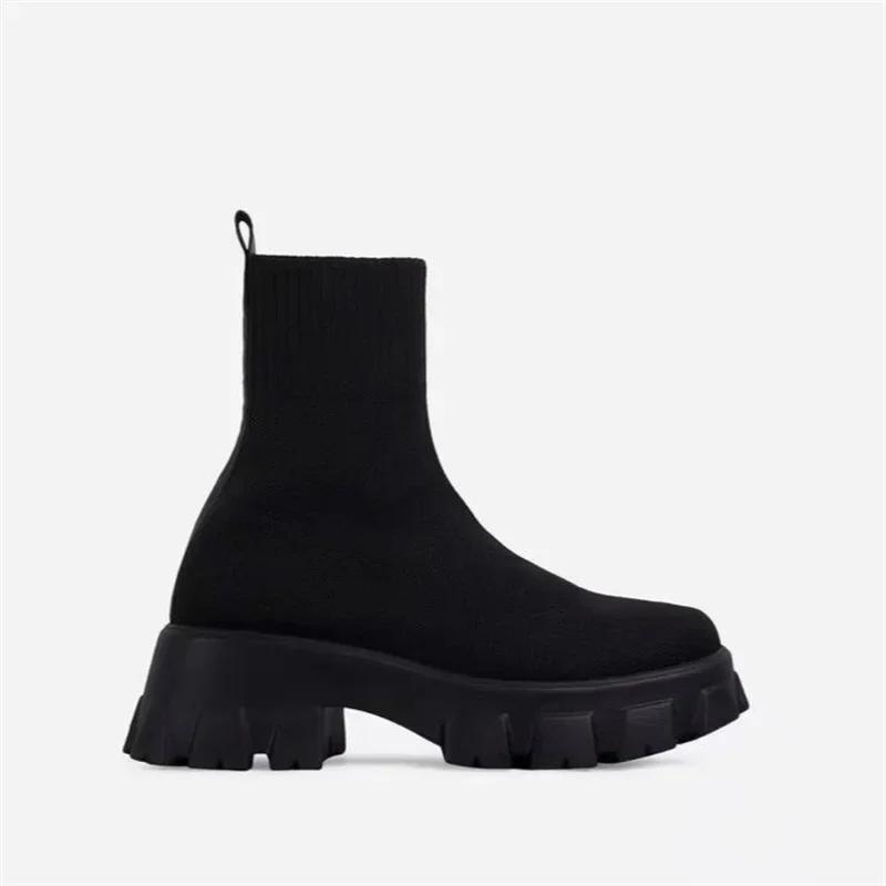 Fashion Women Boots White Platform Boots for Winter Autumn Botas Femininas Socks Ankle Boots Platform Shoes Women Heels Botines Mujer