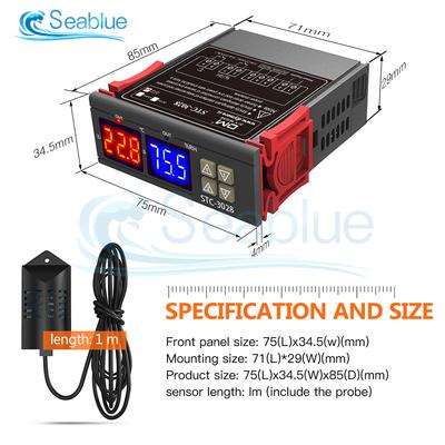 STC-3028 SHT2000 Kontroler Temperatury i Wilgotności Domowy Lodówka Termostat Higrostat Termometr Higrometr DC 12V 24V AC 110-220V