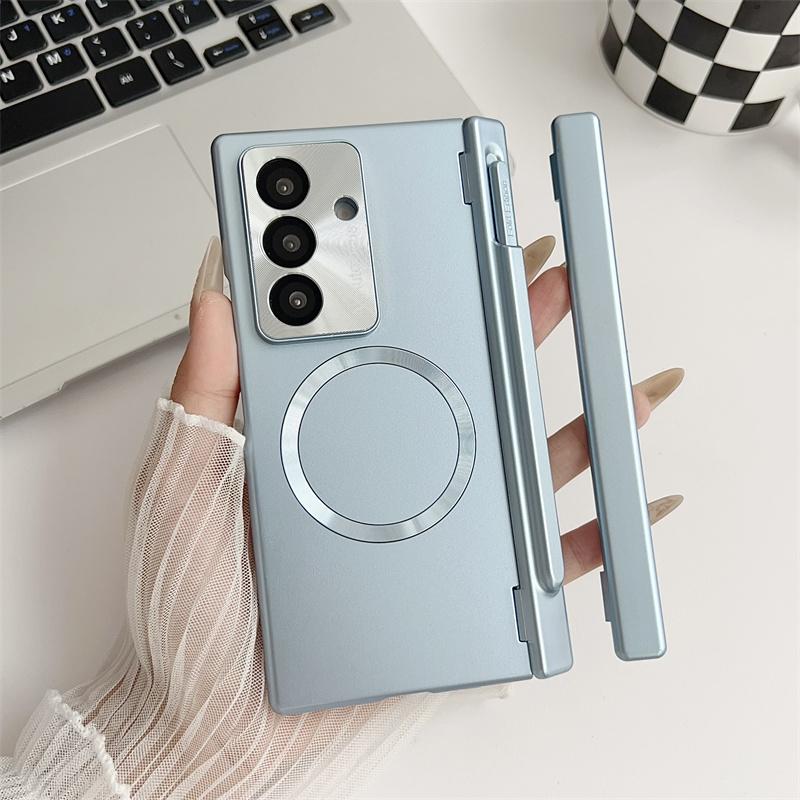 With Protector Glass For Samsung Galaxy Z Fold 8 7 6 5 4 TriFold Case Magnetic Wireless Charging Cover Shockproof Armor Film Pen