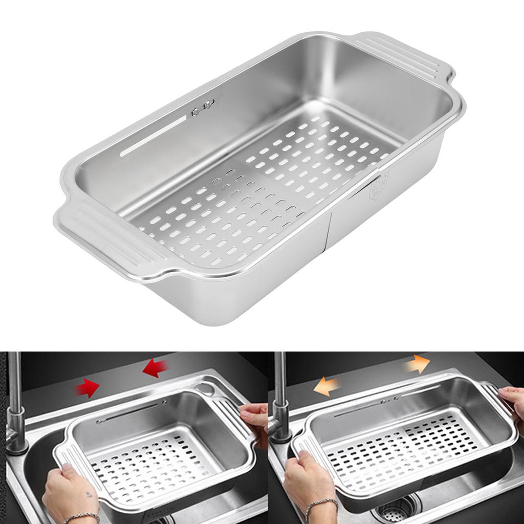 Over The Sink Strainer Extendable 304 Stainless Steel Over The Sink Colander for Kichen Washing Vegetables Fruits