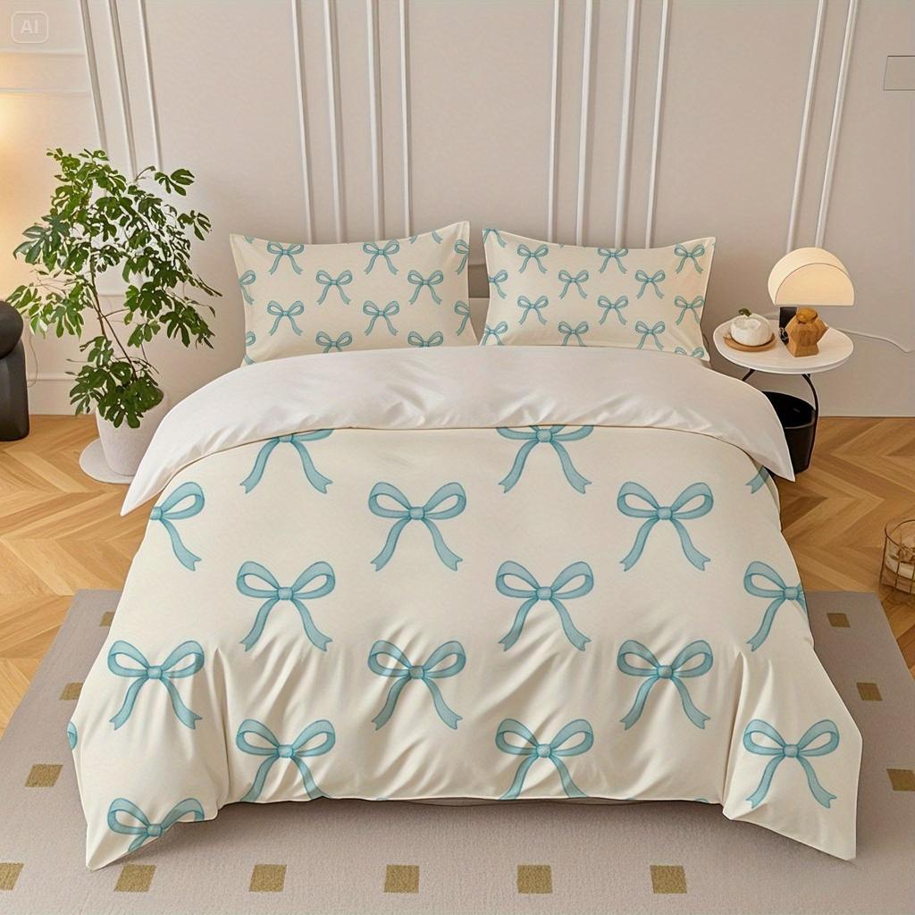 Schleife Bettbezug Set Bettdecke Bettwäsche 3D Kinderbettwäsche Set 3-teilig 1 Bettdeckenbezug King Size