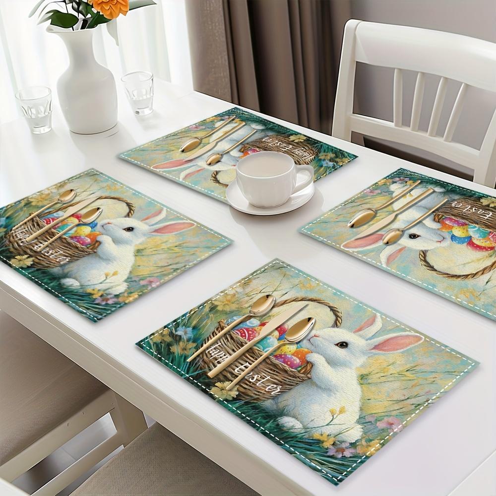 1PC Easter Bunny and Egg Pattern, Heat Resistant, Dirt Resistant, Easy To Clean Placemat, Table Festive Party Decoration