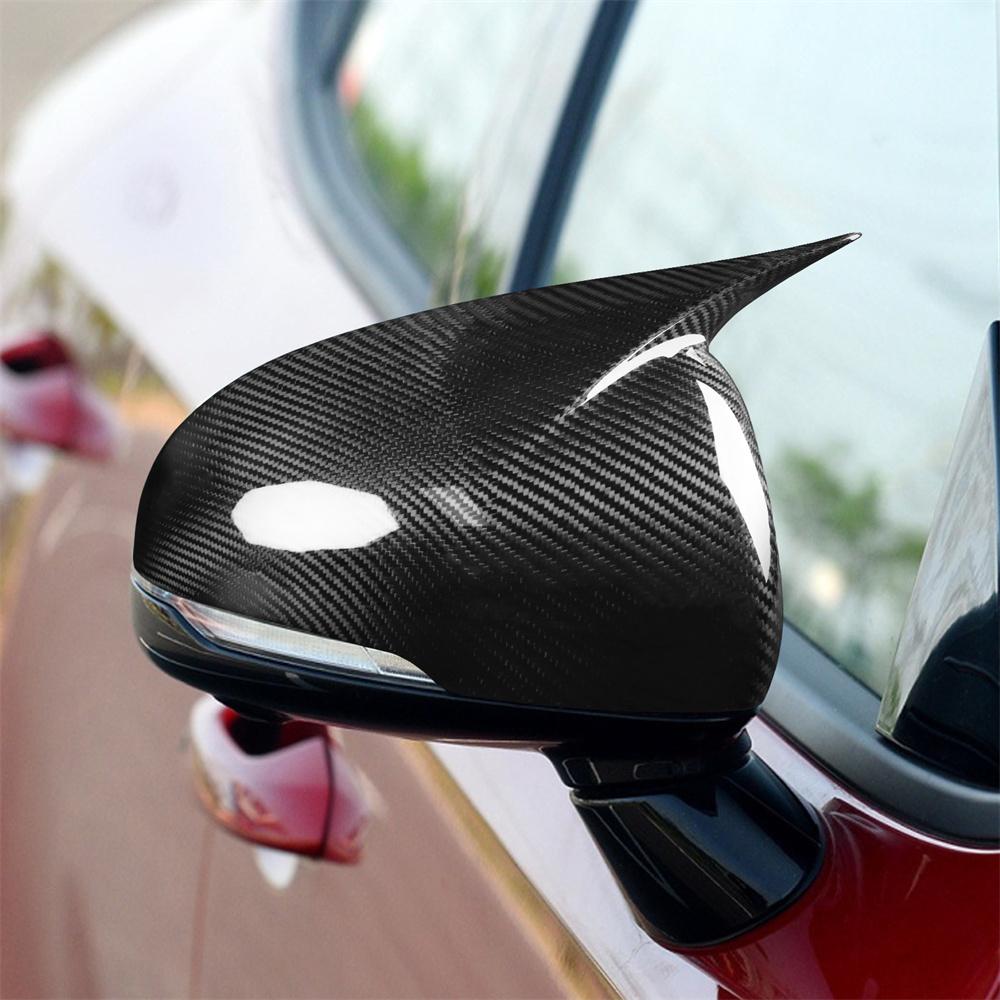 2x Real Carbon Fiber Rear Side View Mirrors Cover Trim For KIA Stinger 2018-2022