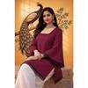 Beautiful Party Wear Roman Silk Kurti Set Indian Women Ethnic Short Top Kurta