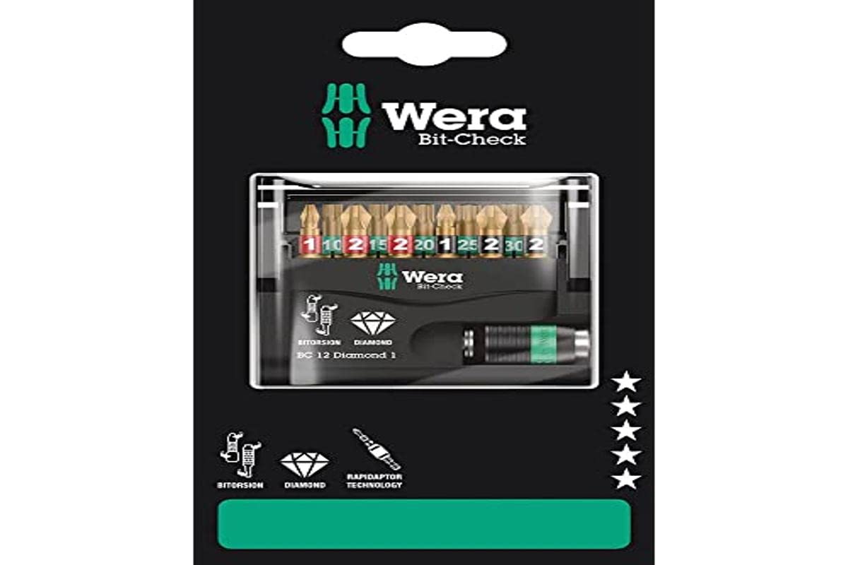 

WERA Driver Bit and Holder Set with Case 12-Piece Diamond-Coated Bi-Torsion (136392)