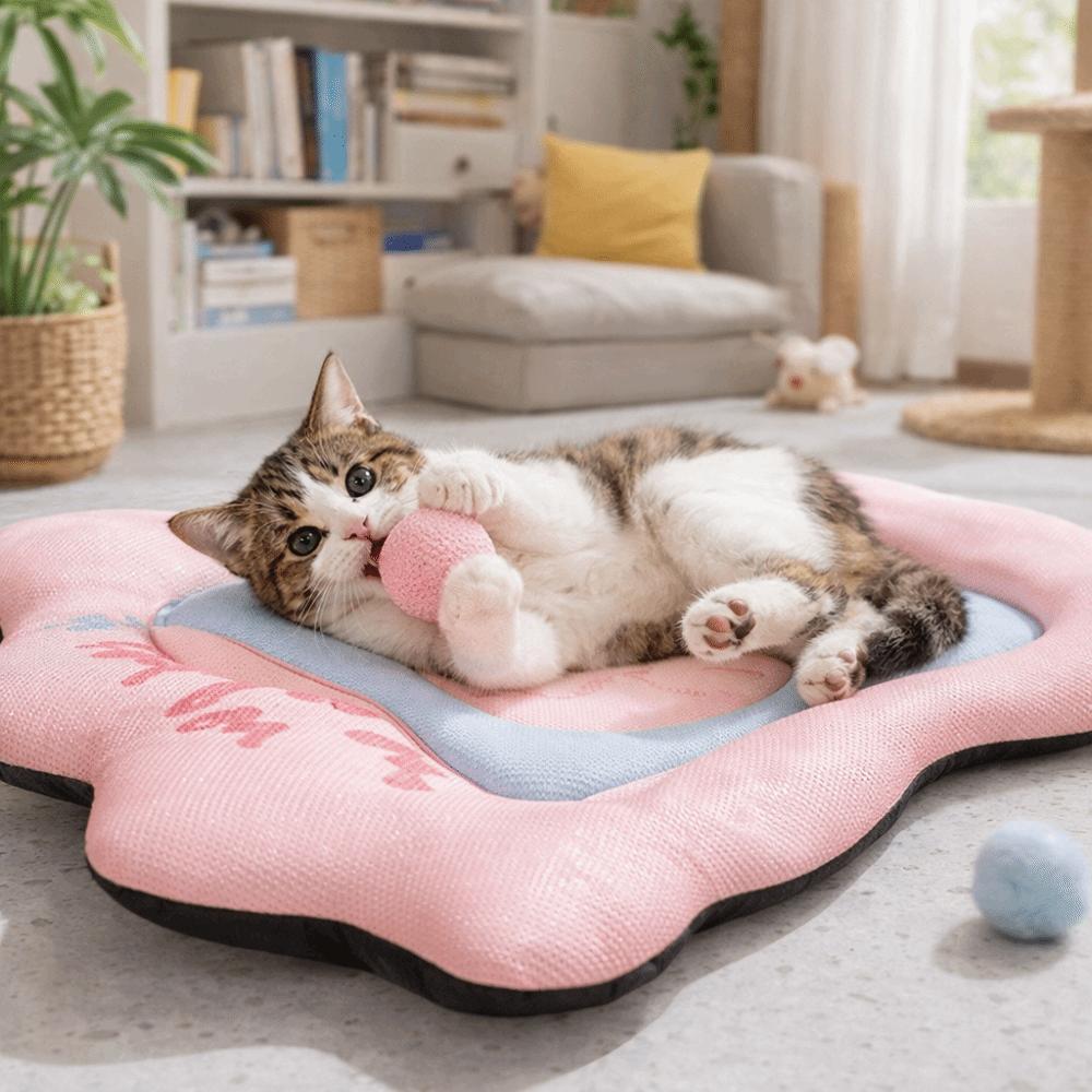 Breathable Dog Sofa Bed Cartoon Pattern Pet Cooling Mat Comfortable Pet Cool Cushion  Summer Season