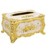 Tissue Box Cover Holder Luxury Facial Napkin Paper Towel Organizer Dining Room Ornaments Rose Pattern Gold White