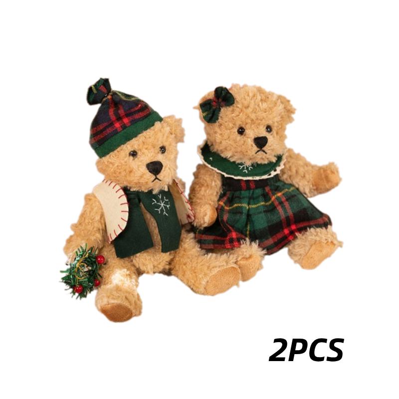 

2 шт. Пара Рождественских плюшевых мишек Тедди Плюшевая игрушка Чучело Кукла Животные Дети Украшение 26cm/10.2 in зелёный