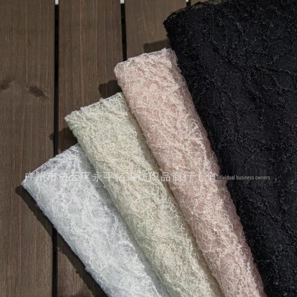 Trendy Mesh 3D Lace Floral Embroidery Fabric for Dresses and Hanfu