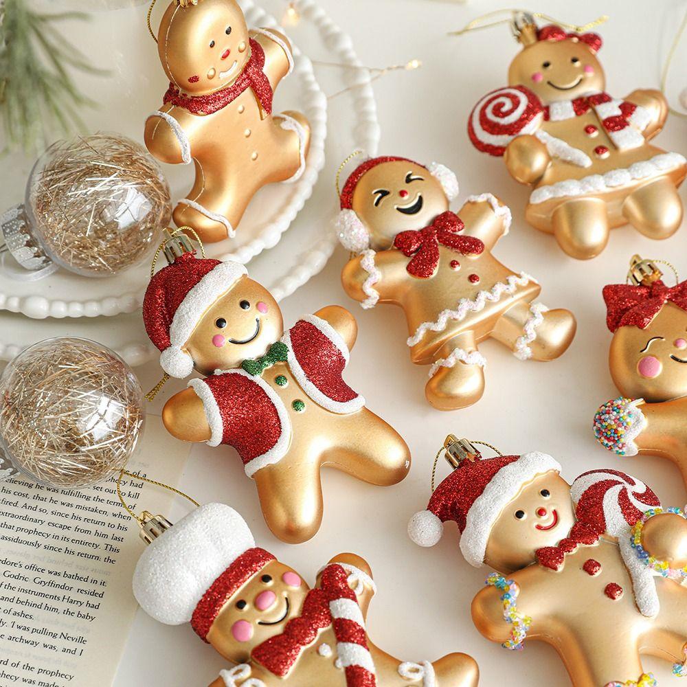 Gingerbread Man Christmas Hanging Decoration Gold Party Atmosphere Decoration  Gift