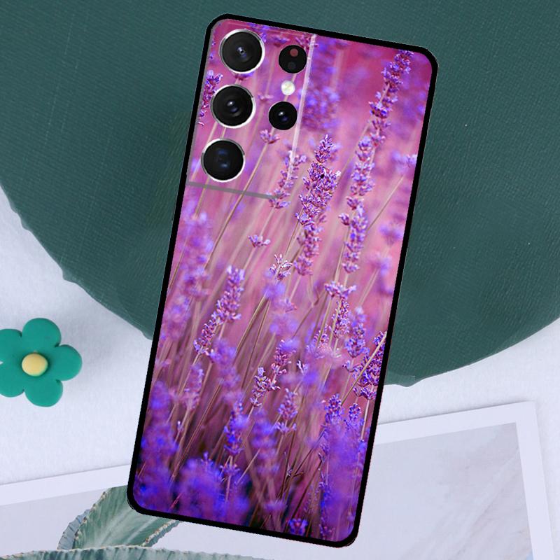Purple Flowers Lavender Case For Samsung Galaxy S24 Ultra S23 S22 S21 Plus Note 10 Note 20 S9 S10 S20 S21 FE Cover
