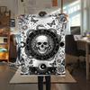 Skull Gothic Print Flannel Blanket, High Quality Comfortable for All Seasons, Home Decor, Warmth and Comfort, Perfect for Christmas Gifts102