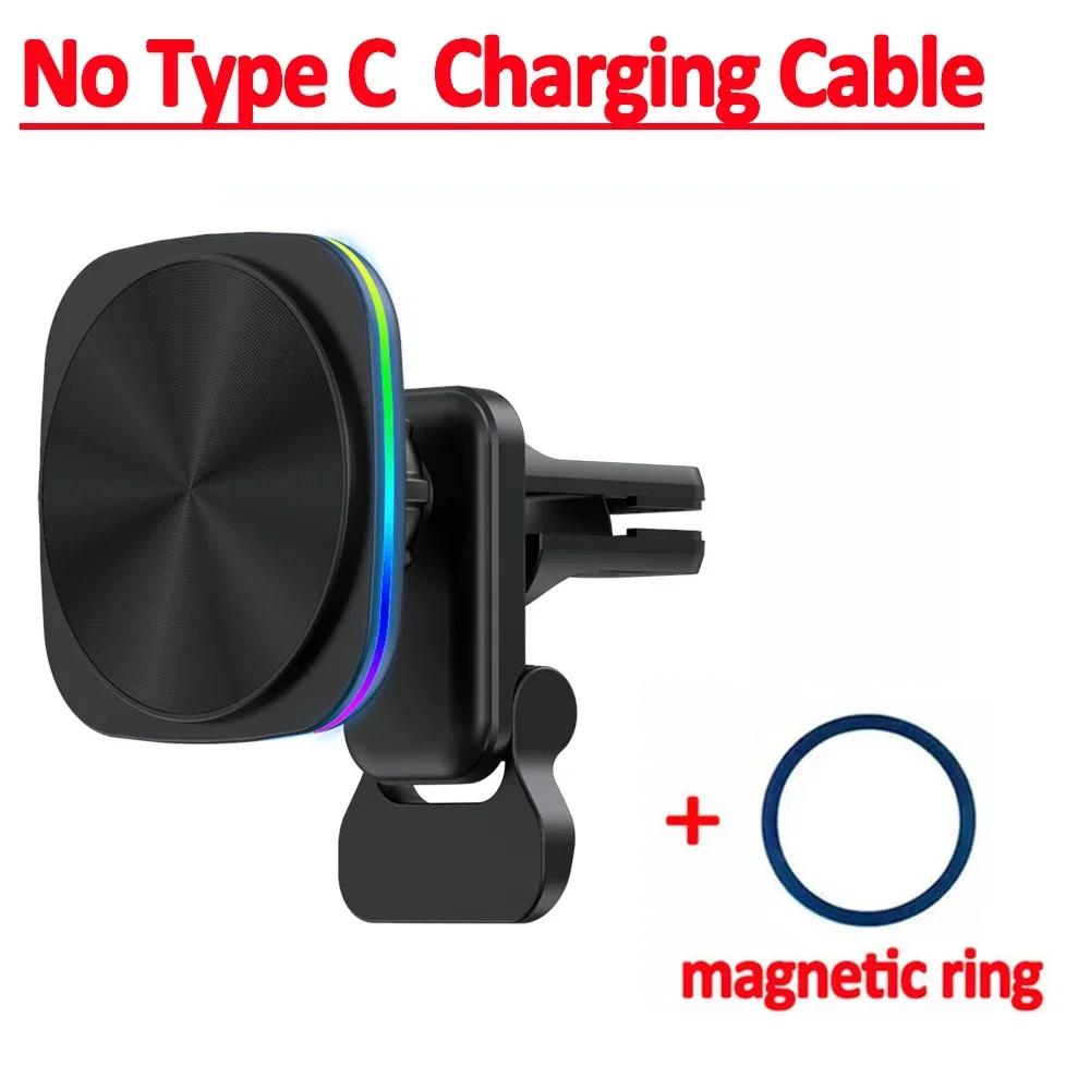 30W RGB LED Magnetic Wireless Charger Car Phone Holder Stand Car Mount For iPhone 15 14 13 12 Pro Max Car Fast Charging Station