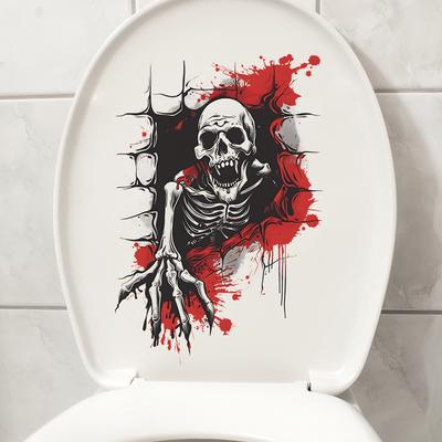 Fun-m176 Halloween Broken Skull Bathroom Bathroom Home Beautification Decorative Toilet Post