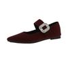 Flat Velcro Rhinestone Mary Jane Shoes Women's Summer New French Retro Fashion Temperament Light Mouth Single Shoes