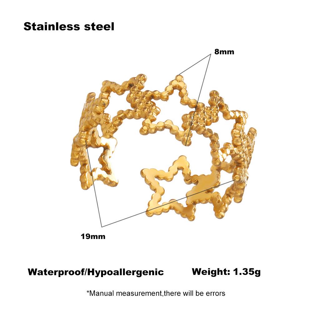 18K Gold Adjustable Star Stainless Steel Ring - Elegant & Versatile Design золотой