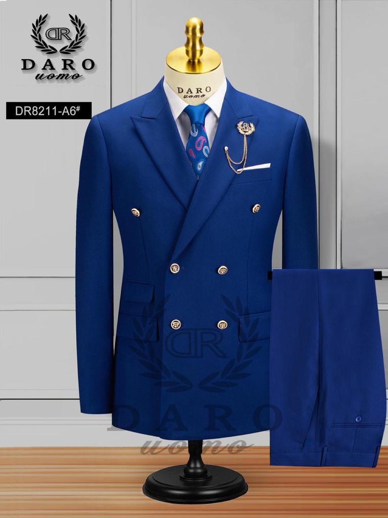 Men's Large Double-Breasted Wedding Suit & Groomsmen Two-Piece Set