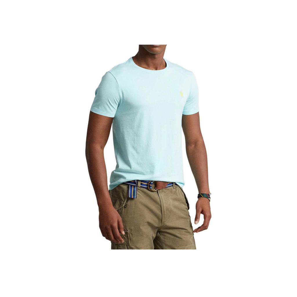 Polo Ralph Lauren SS23 Casual Logo Embroidered Crew Neck Short Sleeve T-Shirt Men Tops Mint-Blue 710671438-289
