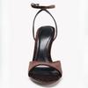 Retro Brown Velvet High-heeled Sandals for Women Sexy Open-toe Ankle Strap Buckle Heels Elegant Banquet Slingback Dress Shoes