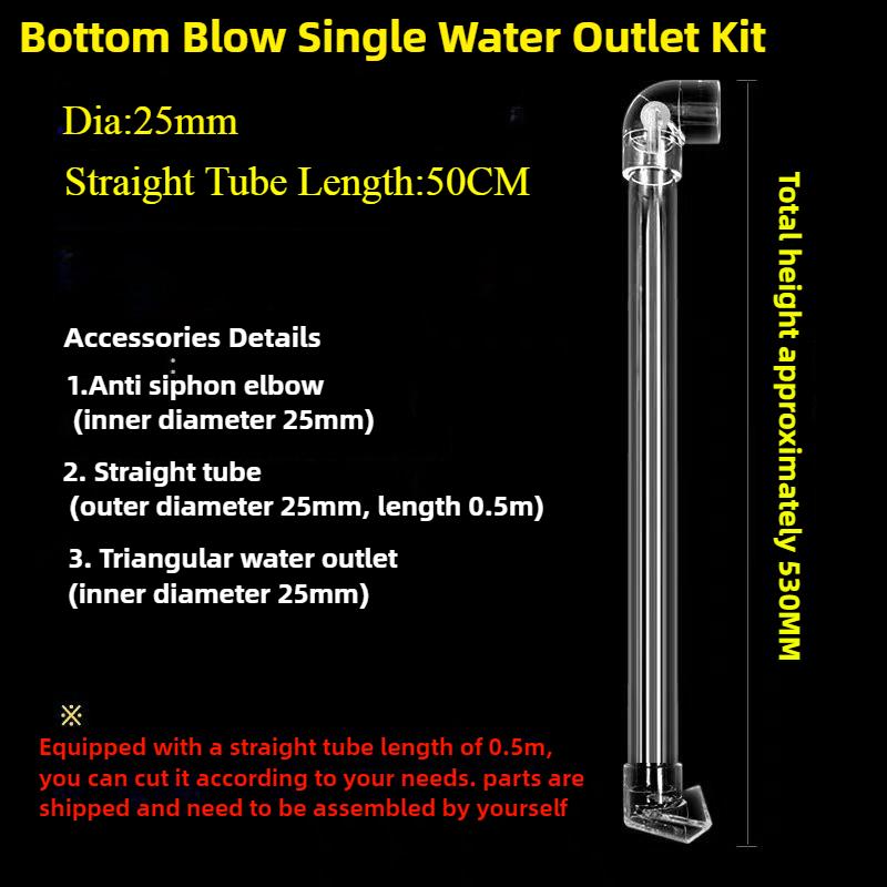 Transparent Acrylic Water Outlet Tube Bottom Fish Tank Filter Tube Triangle Duckbill Outlet Pipe Bottom Blowing Fish Feces Kit