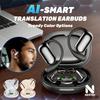BT 5.3 AI Translation Earbuds with Ear Hook Translator Headphones Open Ear Headphones for Running Fitness Learning Accessories