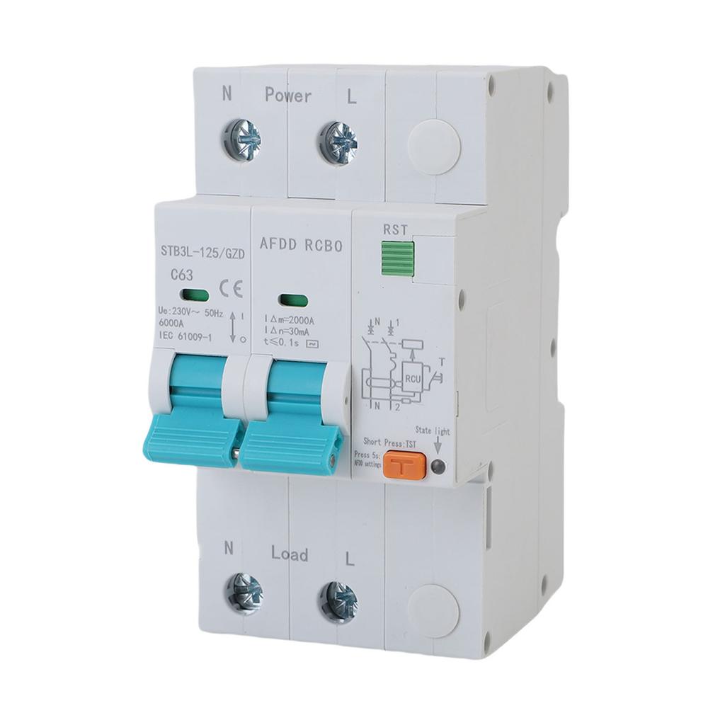 AFDD Lichtbogenfehlerschutzgerät 2P RCBO RCCB Leitungsschutzschalter Unterbrochene Überlast Erdschluss Kurzschluss