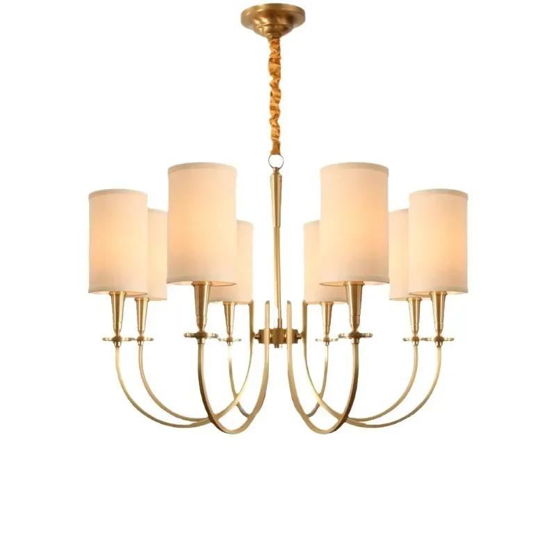 American Rural Ceiling Chandelier Lights Nordic Living Room Copper Pendant Lights Chinese Restaurant Bedroom Kitchen Lighting