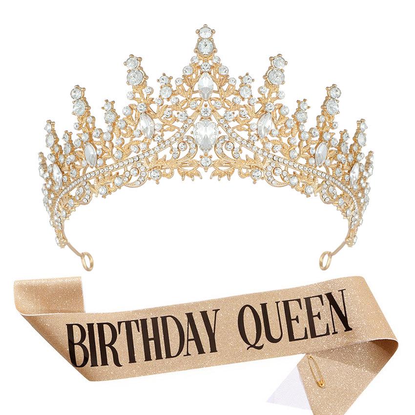 Luxury Crystal Crown & Sash Set for Birthday Girl