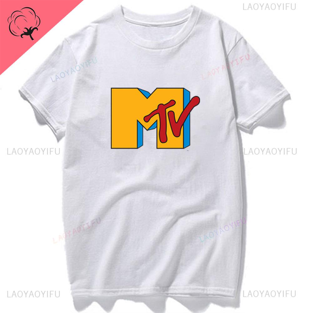

Mtv Video Graphics T-shirt Women Fun Men Clothing Hip Hop Classic MTV Logo Vintage Matching Cotton Tee Fashion Streetwear Short S