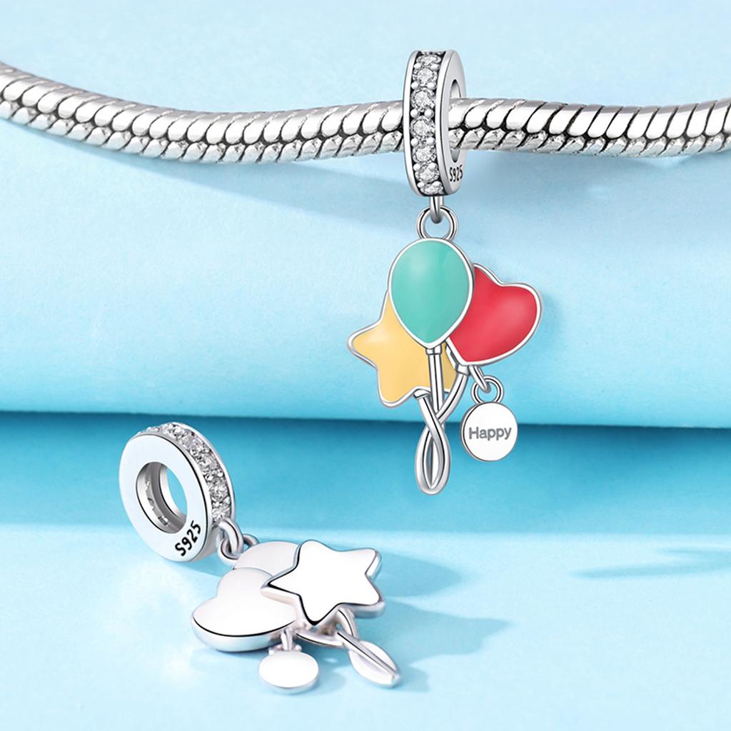 Copper Colorful Balloon Pendants Bracelet Charms Fit Women Jewelry Party Decorate Beads Diy Fine Gifts Accessory