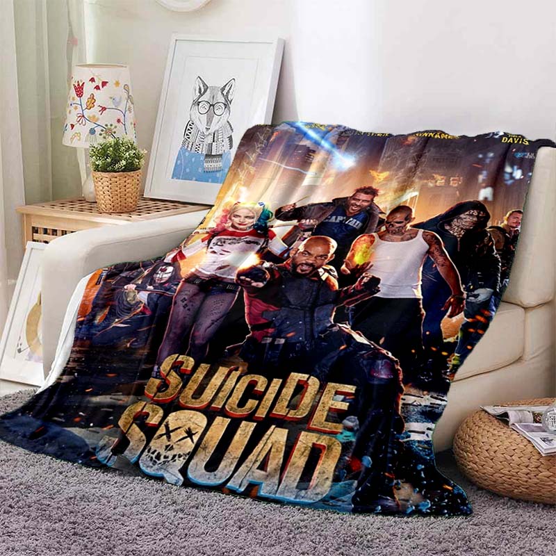 This 3DThe new Suicide Squad printed blanket is a warm and comfortable flannel blanket suitable for bedrooms, sofas, beds, chai